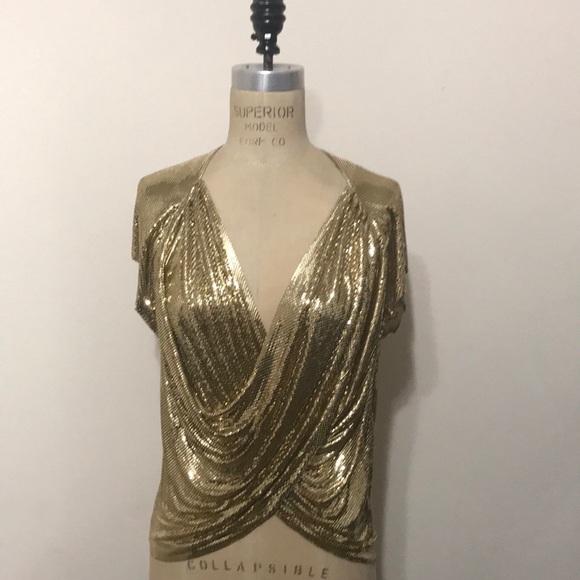 Whiting & Davis Tops - Whiting & Davis gold metal mesh Top Vtg